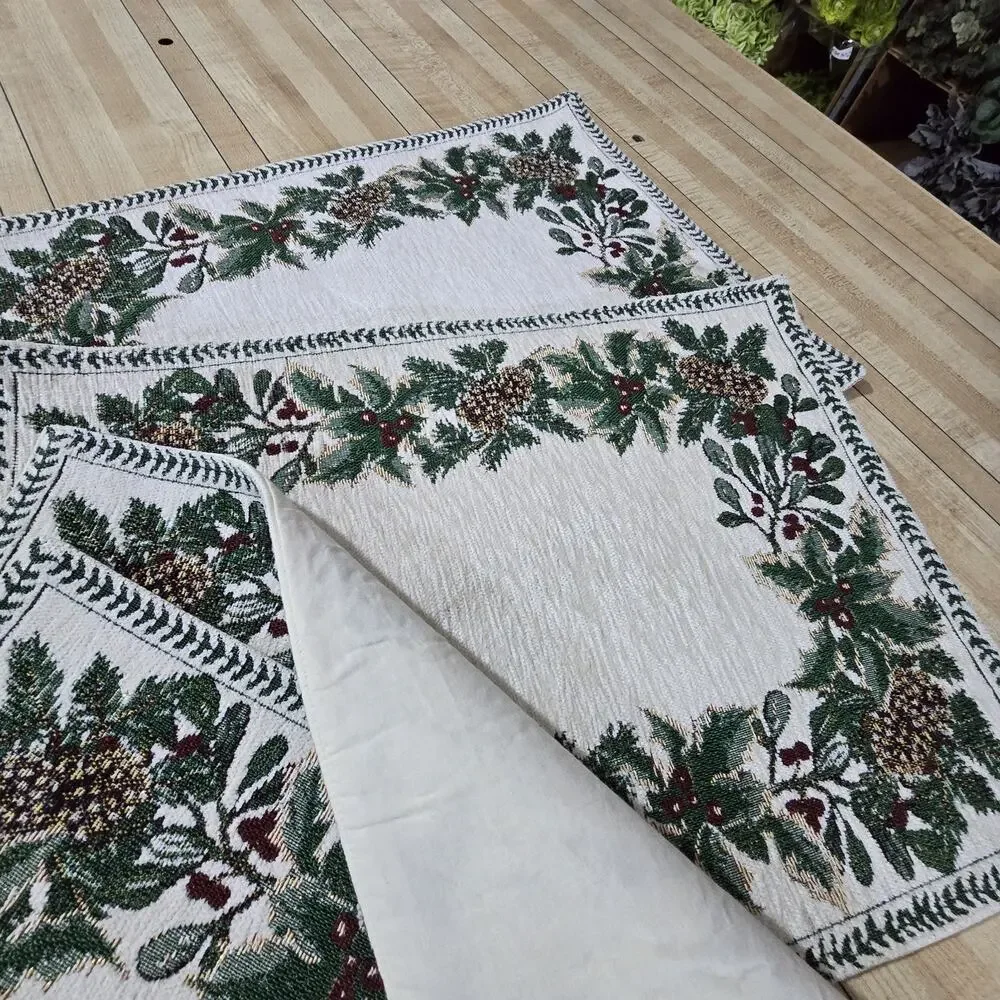 Vtg Set‎ 4 Tapestry Holiday Placemats 13